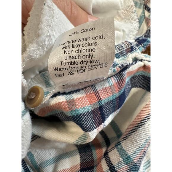 Madewell Women Small Long Sleeve 3/4 Button Up Plaid Flannel Shirt Pockets Fall - Picture 9 of 10